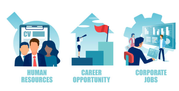 Illustration of human resources, corporate jobs, and career opportunities