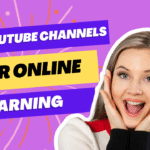 Excited woman with text: Best YouTube Channels for Online Learning