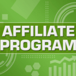 Amazon Affiliate Program banner with green background and white bold text
