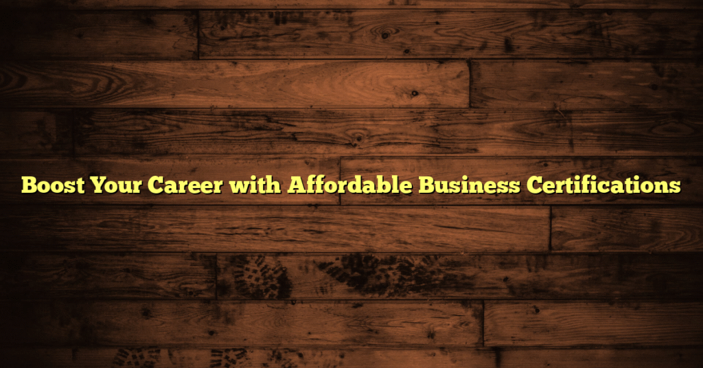 Boost Your Career with Affordable Business Certifications